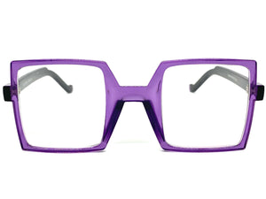 Classic Bold Modern Retro Style Clear Lens EYEGLASSES Square Purple Frame 1757