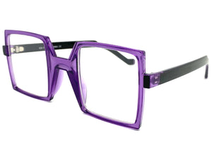 Classic Bold Modern Retro Style Clear Lens EYEGLASSES Square Purple Frame 1757