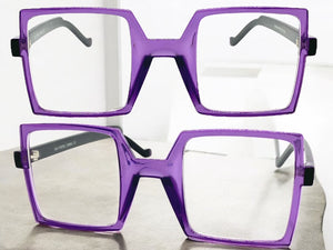 Classic Bold Modern Retro Style Clear Lens EYEGLASSES Square Purple Frame 1757