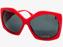 Oversized Vintage Retro Style SUNGLASSES Huge Red Frame 9862