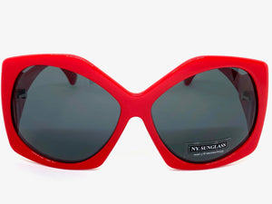 Oversized Vintage Retro Style SUNGLASSES Huge Red Frame 9862