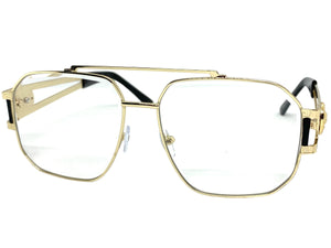 Classic Retro Luxury Designer Aviator Style Clear Lens EYEGLASSES Gold Frame 5509