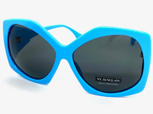 Oversized Vintage Retro Style SUNGLASSES Huge Blue Frame 9862