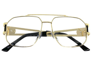 Classic Retro Luxury Designer Aviator Style Clear Lens EYEGLASSES Gold Frame 5509