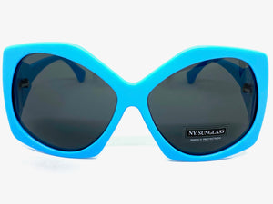 Oversized Vintage Retro Style SUNGLASSES Huge Blue Frame 9862