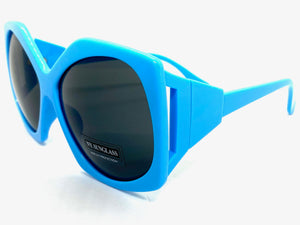 Oversized Vintage Retro Style SUNGLASSES Huge Blue Frame 9862