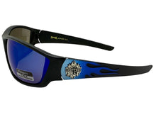Motorcycle Riding Biker Sporty Wrap Around Choppers SUNGLASSES Safety Eyewear - Blue Flames 6763