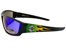 Motorcycle Riding Biker Sporty Wrap Around Choppers SUNGLASSES Safety Eyewear - Green Flames 6763