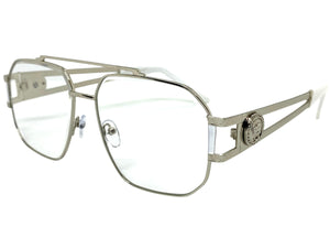 Classic Retro Luxury Designer Aviator Style Clear Lens EYEGLASSES Silver Frame 5509