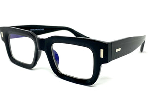 Classic Vintage Retro Style Blue Light Blocking Computer EYEGLASSES Thick Square Black Frame 80844