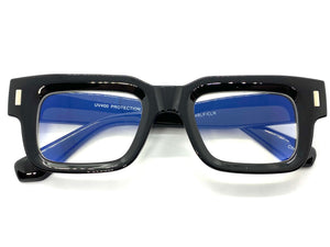 Classic Vintage Retro Style Blue Light Blocking Computer EYEGLASSES Thick Square Black Frame 80844