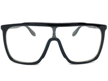 Oversized Modern Retro Shield Style Clear Lens EYEGLASSES Large Black Frame 8726