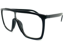 Oversized Modern Retro Shield Style Clear Lens EYEGLASSES Large Black Frame 8726