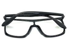 Oversized Modern Retro Shield Style Clear Lens EYEGLASSES Large Black Frame 8726