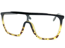 Oversized Modern Retro Shield Style Clear Lens EYEGLASSES Large Black Frame 8726
