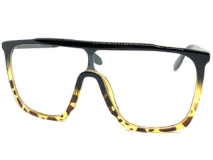 Oversized Modern Retro Shield Style Clear Lens EYEGLASSES Large Black Frame 8726