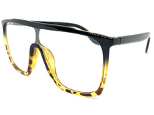 Oversized Modern Retro Shield Style Clear Lens EYEGLASSES Large Black Frame 8726
