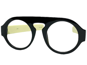 Oversized Classic Vintage Retro Style Large Round Black Lensless Eye Glasses- Frame Only NO Lens 541096
