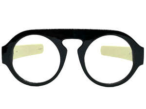 Oversized Classic Vintage Retro Style Large Round Black Lensless Eye Glasses- Frame Only NO Lens 541096
