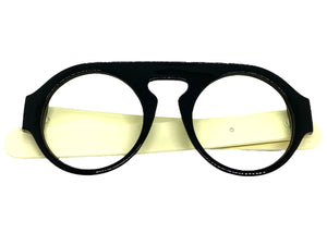 Oversized Classic Vintage Retro Style Large Round Black Lensless Eye Glasses- Frame Only NO Lens 541096