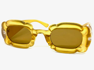 Exaggerated Classic Vintage Retro Bubble Style SUNGLASSES Large Thick Gold Frame 80561