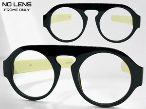Oversized Classic Vintage Retro Style Large Round Black Lensless Eye Glasses- Frame Only NO Lens 541096
