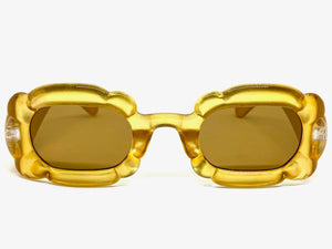 Exaggerated Classic Vintage Retro Bubble Style SUNGLASSES Large Thick Gold Frame 80561