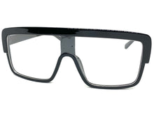 Oversized Modern Retro Shield Style Clear Lens EYEGLASSES Large Black Frame 6325