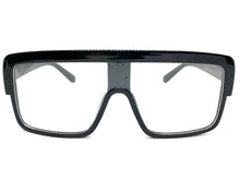 Oversized Modern Retro Shield Style Clear Lens EYEGLASSES Large Black Frame 6325