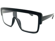 Oversized Modern Retro Shield Style Clear Lens EYEGLASSES Large Black Frame 6325