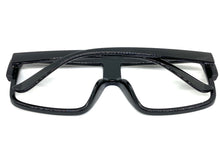 Oversized Modern Retro Shield Style Clear Lens EYEGLASSES Large Black Frame 6325