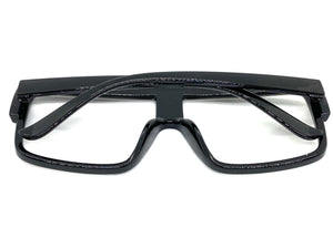 Oversized Modern Retro Shield Style Clear Lens EYEGLASSES Large Black Frame 6325