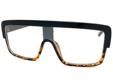 Oversized Modern Retro Shield Style Clear Lens EYEGLASSES Large Black Frame 6325