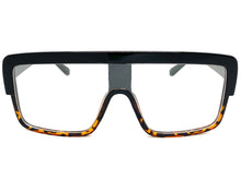 Oversized Modern Retro Shield Style Clear Lens EYEGLASSES Large Black Frame 6325