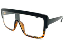 Oversized Modern Retro Shield Style Clear Lens EYEGLASSES Large Black Frame 6325
