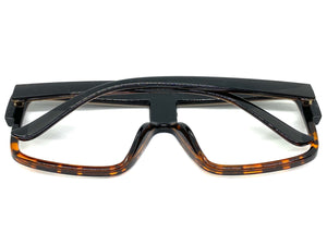 Oversized Modern Retro Shield Style Clear Lens EYEGLASSES Large Black Frame 6325