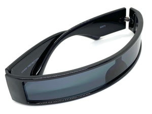 Space Futuristic Robotic Cyclops Shield Costume Party SUNGLASSES Thin Black Frame 80573