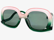 Oversized Vintage Retro Style SUNGLASSES Large Green & Pink Frame 9189