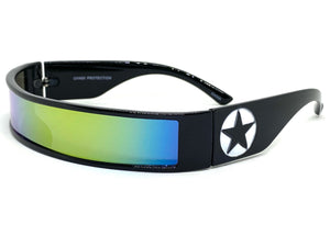 Space Futuristic Robotic Cyclops Shield Costume Party SUNGLASSES Thin Black Frame 80573