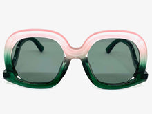Oversized Vintage Retro Style SUNGLASSES Large Green & Pink Frame 9189