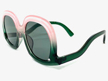 Oversized Vintage Retro Style SUNGLASSES Large Green & Pink Frame 9189