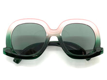 Oversized Vintage Retro Style SUNGLASSES Large Green & Pink Frame 9189