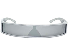 Space Futuristic Robotic Cyclops Shield Costume Party SUNGLASSES Thin Silver Frame 80573