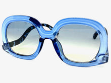 Oversized Vintage Retro Style SUNGLASSES Large Blue Frame 9189