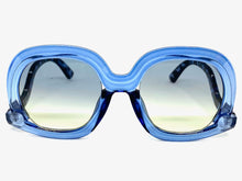 Oversized Vintage Retro Style SUNGLASSES Large Blue Frame 9189