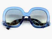 Oversized Vintage Retro Style SUNGLASSES Large Blue Frame 9189