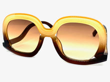 Oversized Vintage Retro Style SUNGLASSES Large Brown & Cream Frame 9189