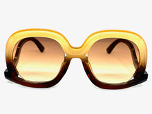 Oversized Vintage Retro Style SUNGLASSES Large Brown & Cream Frame 9189