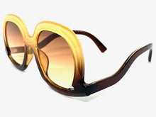 Oversized Vintage Retro Style SUNGLASSES Large Brown & Cream Frame 9189