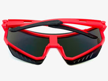 Oversized Retro Sporty Wrap Around Style SUNGLASSES Large Red Frame B0277